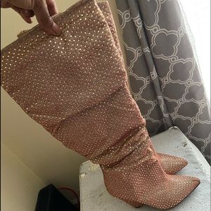 Crystal cone heel boots